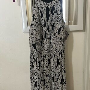 Elegant Black and White Lace Maxi Dress